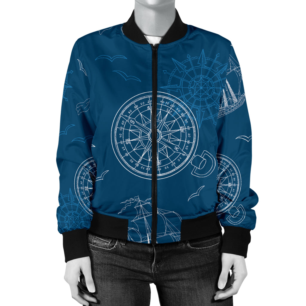 Nautical Pattern Print Design A04 Women's Bomber Jacket