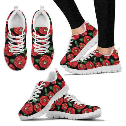 Camellia Pattern Print Design CM07 Sneakers White Bottom Shoes