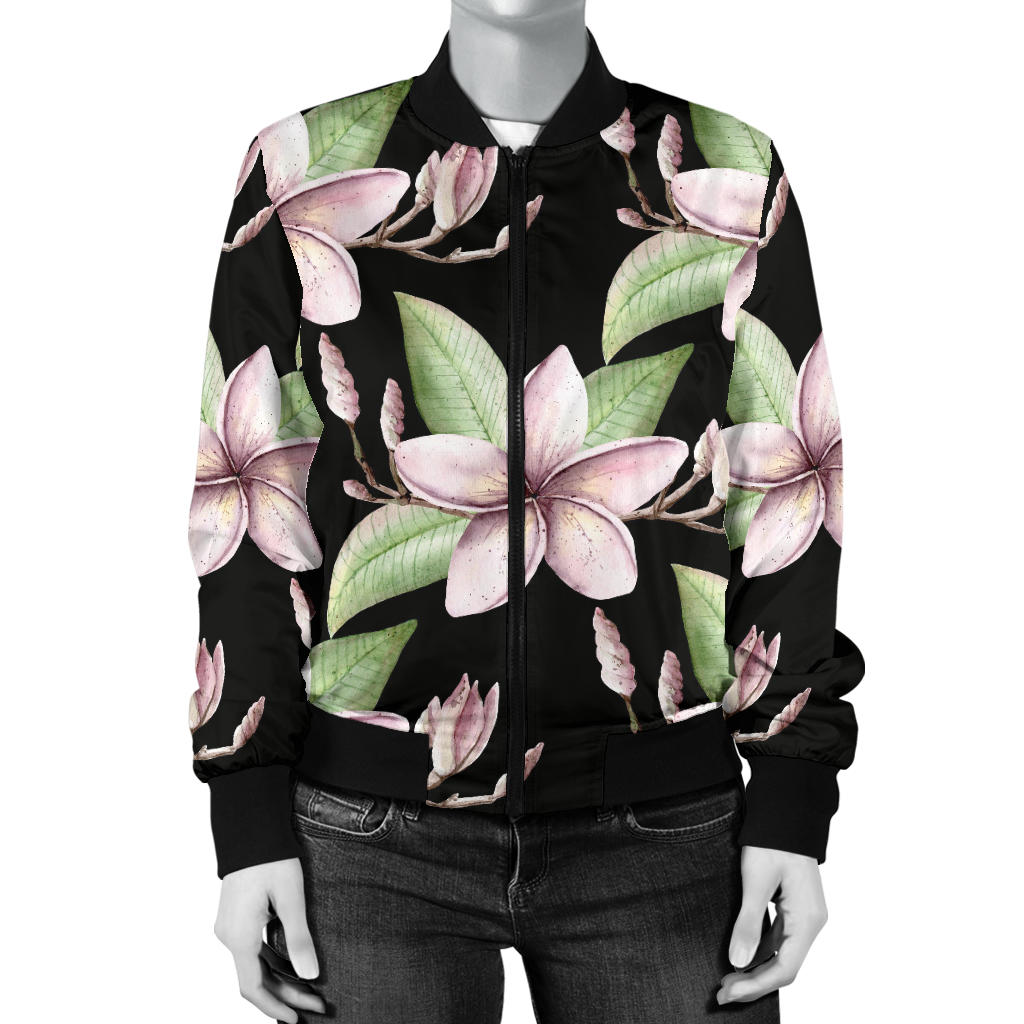 Plumeria Pattern Print Design PM02 Women Bomber Jacket