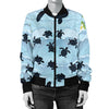 Sea Turtle Pattern Print Design T011 Women Bomber Jacket