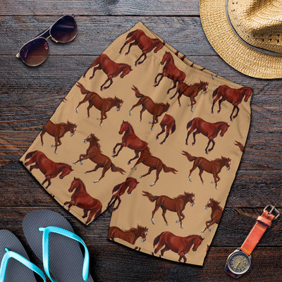 Brown Horse Print Pattern Mens Shorts