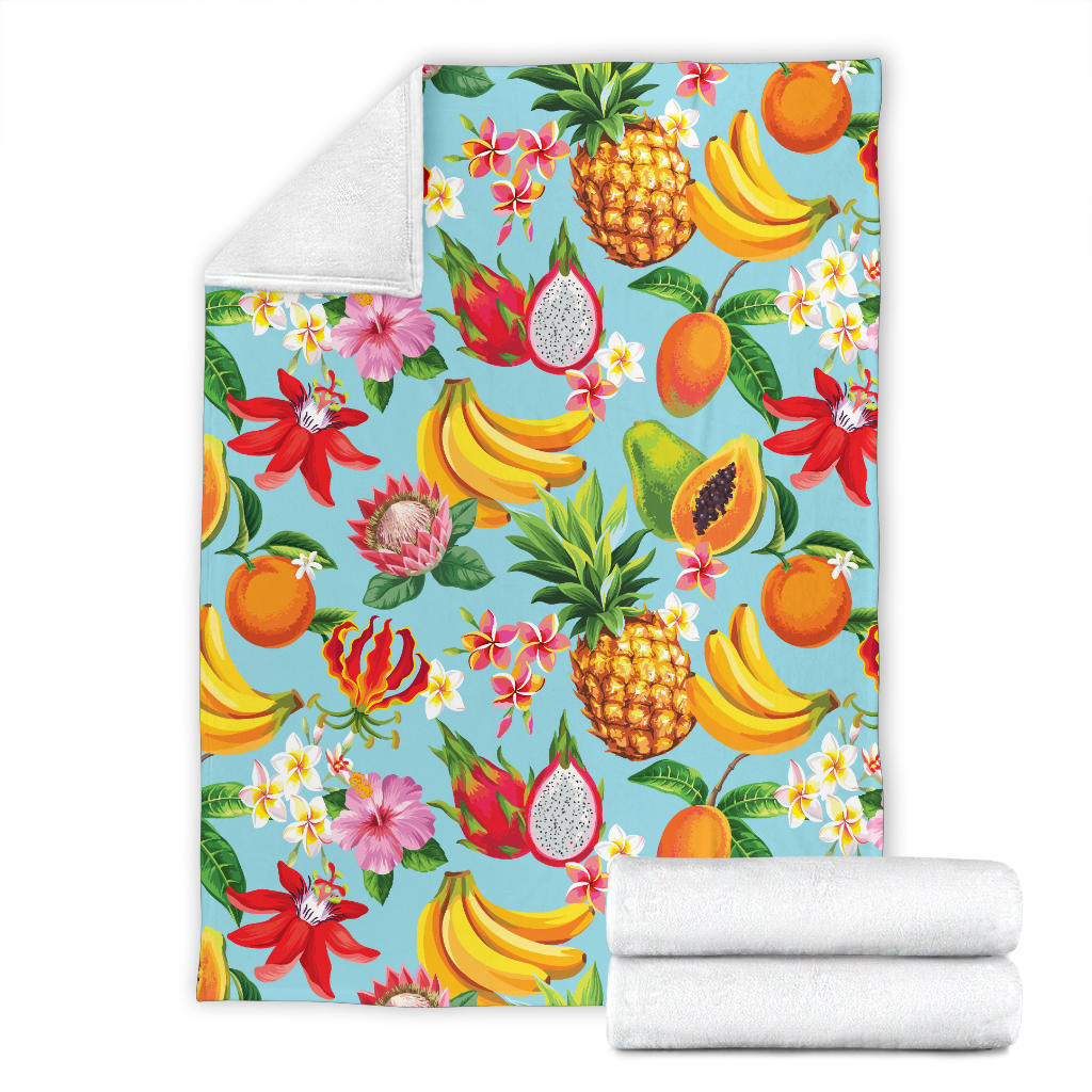 Tropical Fruits Pattern Print Design TF01 Fleece Blanket
