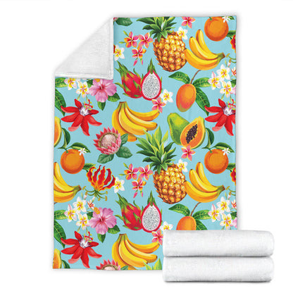 Tropical Fruits Pattern Print Design TF01 Fleece Blanket