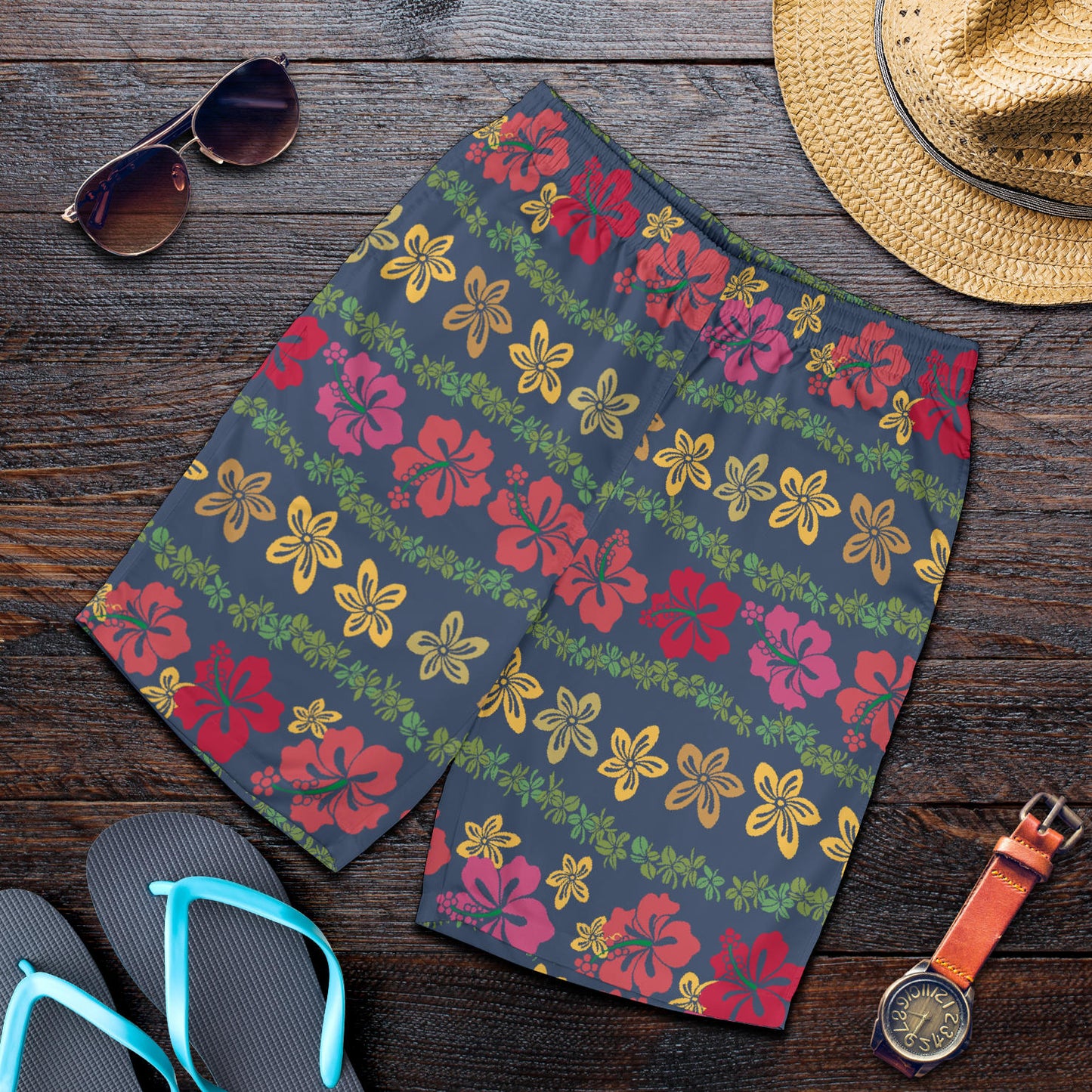 Hawaiian Themed Pattern Print Design H018 Mens Shorts