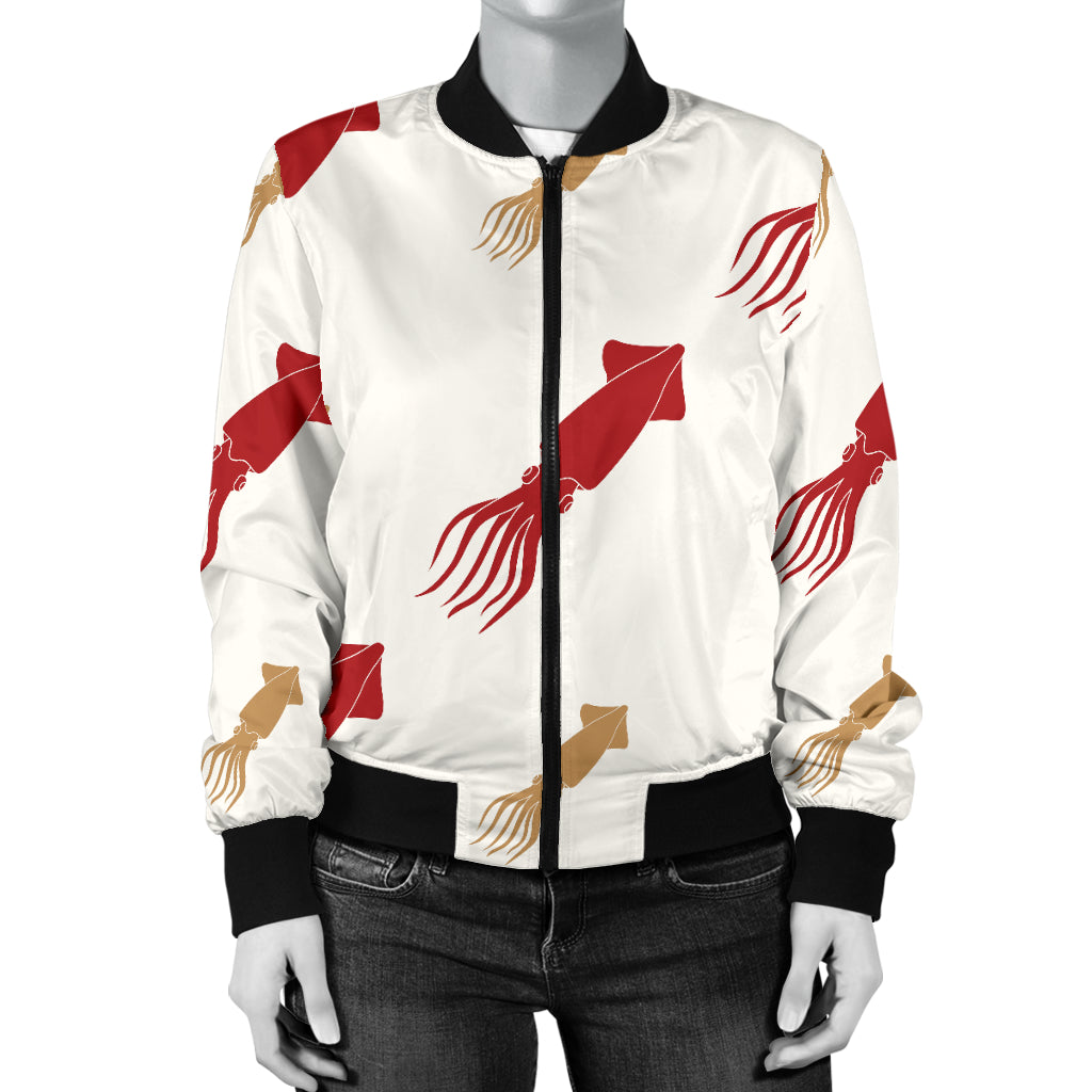 Giant Squid Pattern Print Design 01 Women's Bomber Jacket