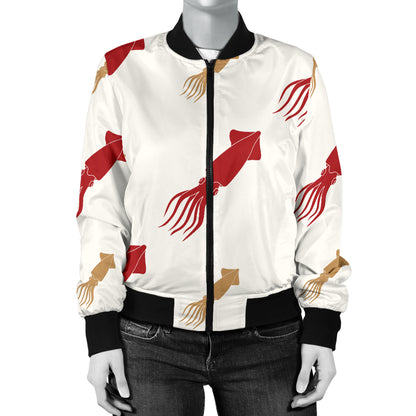 Giant Squid Pattern Print Design 01 Women's Bomber Jacket