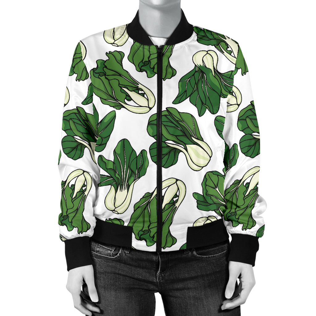 Bok Choy Pattern Print Design 02 Women's Bomber Jacket