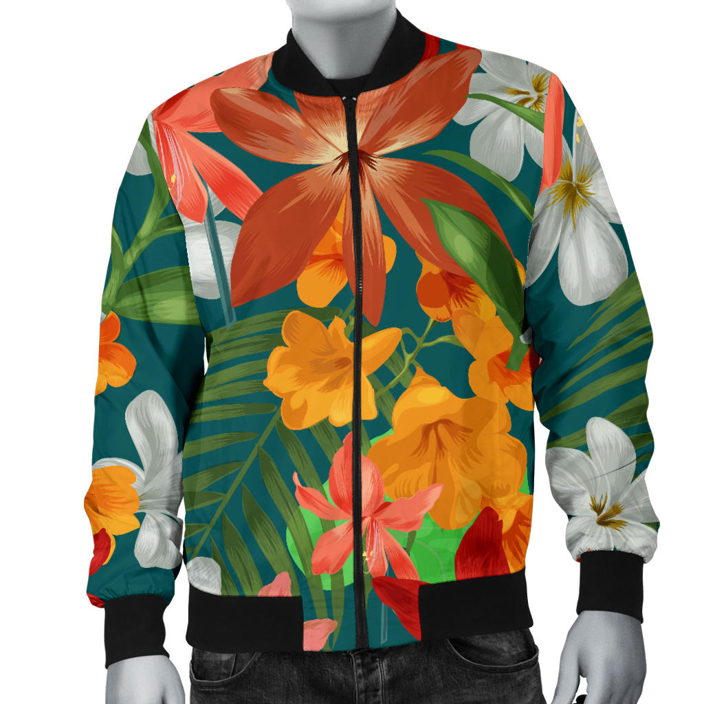 Amaryllis Pattern Print Design AL06 Men Bomber Jacket
