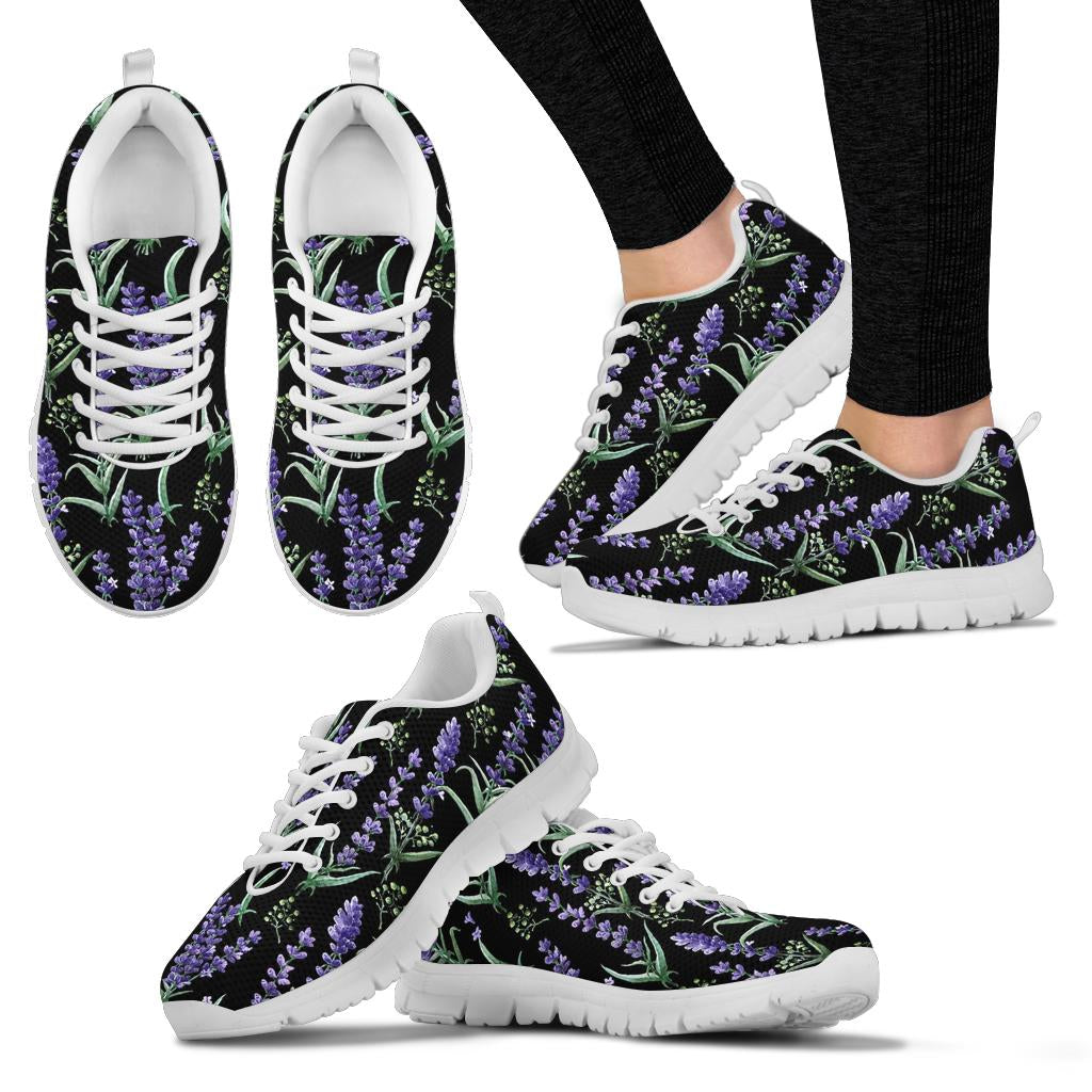 Lavender Pattern Print Design LV01 Sneakers White Bottom Shoes