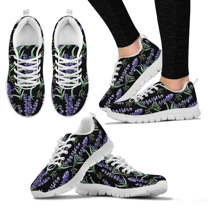 Lavender Pattern Print Design LV01 Sneakers White Bottom Shoes