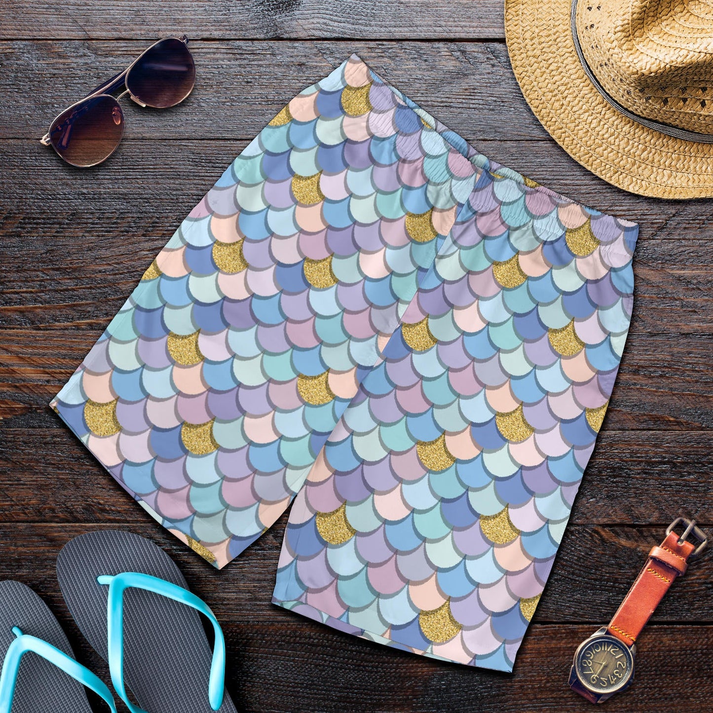 Mermaid Scales Pattern Print Design 05 Mens Shorts