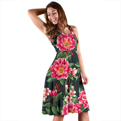 Summer Floral Pattern Print Design SF06 Midi Dress