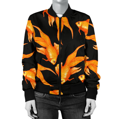 Goldfish Pattern Print Design 03 Women's Bomber Jacket