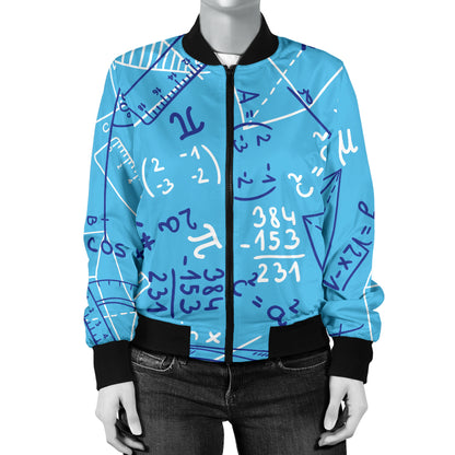 Math Pattern Print Design 02 Women's Bomber Jacket