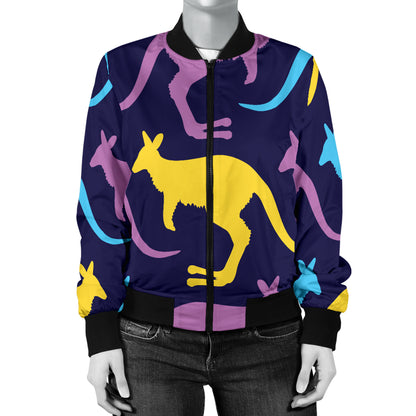 Kangaroos Pattern Print Design 02 Women's Bomber Jacket