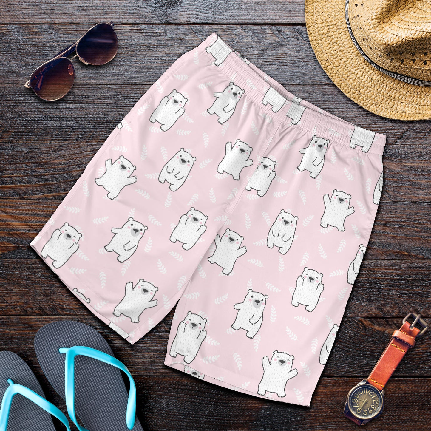 Polar Bear Pattern Print Design PB09 Mens Shorts