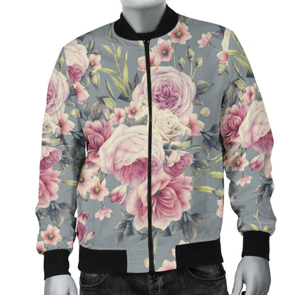 Peony Pattern Print Design PE05 Men Bomber Jacket