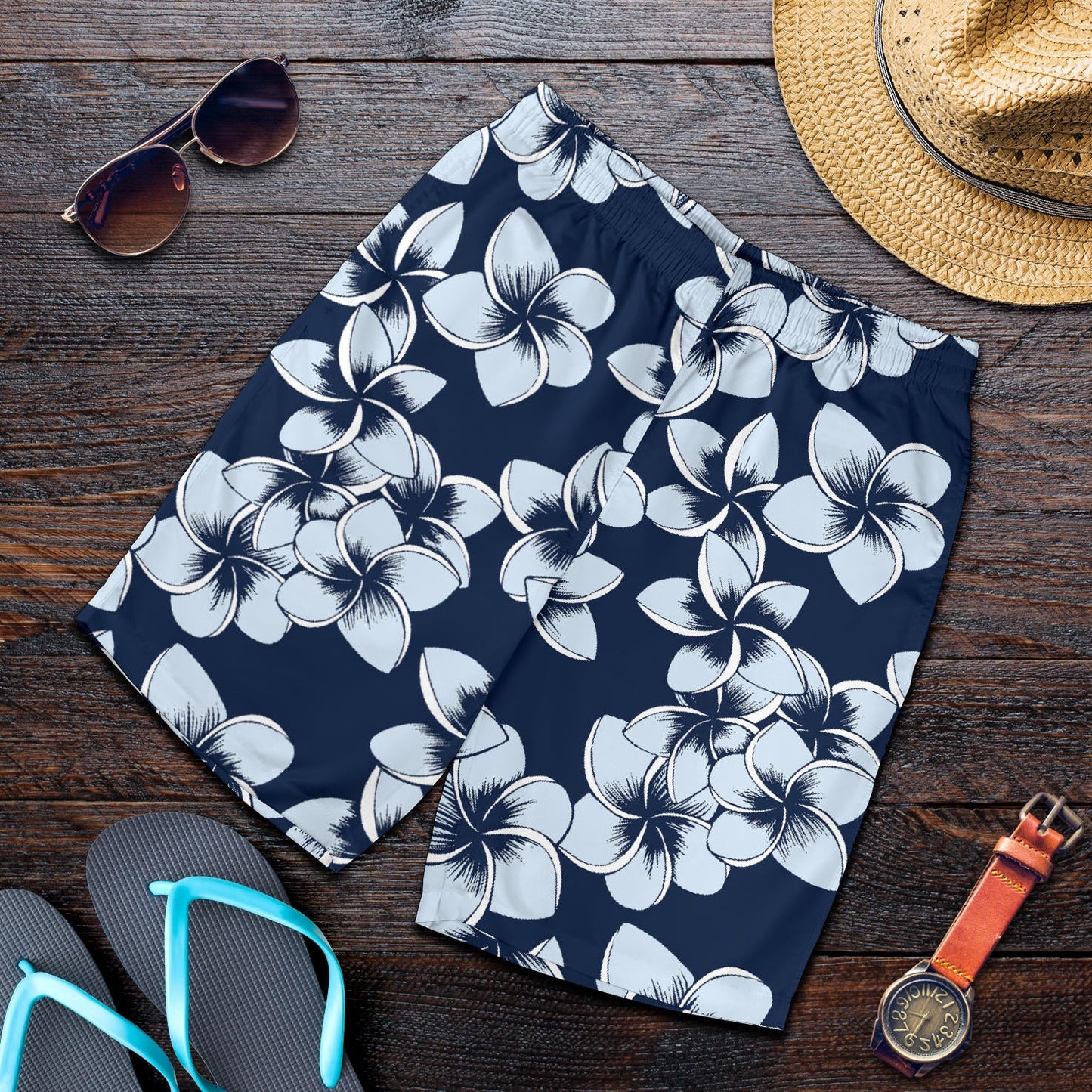 Plumeria Pattern Print Design A02 Mens Shorts