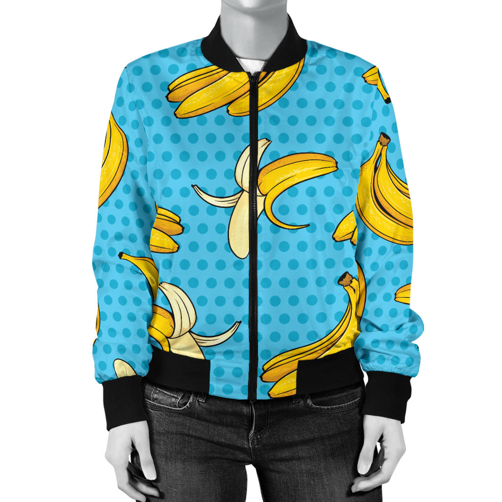 Banana Pattern Print Design BA08 Women Bomber Jacket