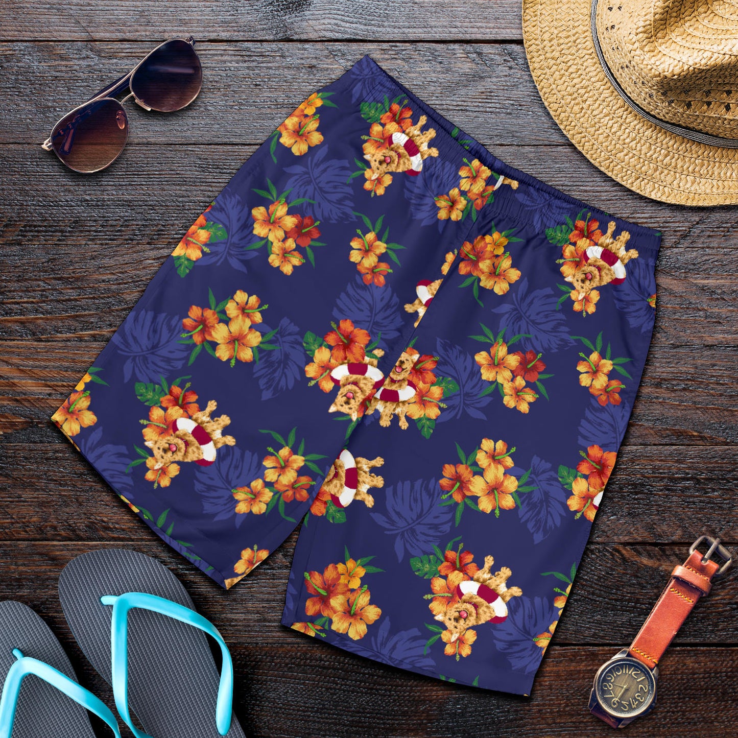 Hawaiian Themed Pattern Print Design H02 Mens Shorts