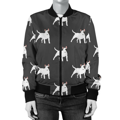 Bull Terriers Pattern Print Design 02 Women's Bomber Jacket