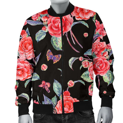 Camellia Pattern Print Design CM03 Men Bomber Jacket