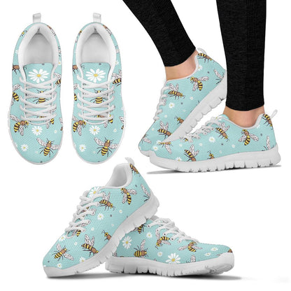 Bee Pattern Print Design BEE010 Sneakers White Bottom Shoes