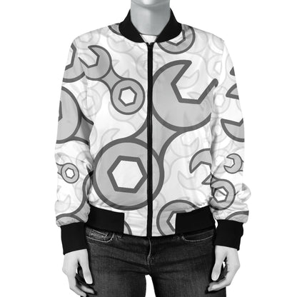 Mechanic Pattern Print Design 05 Women's Bomber Jacket