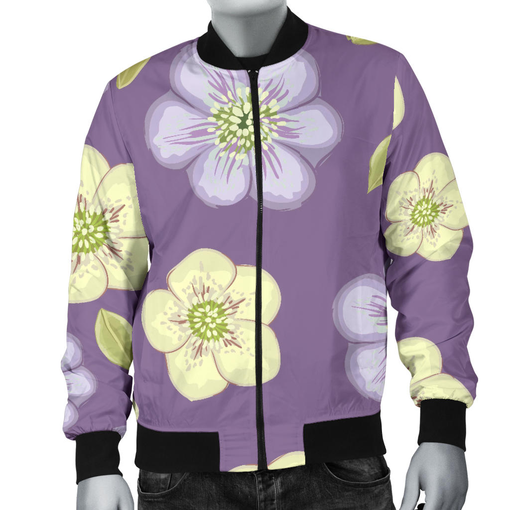 Anemone Pattern Print Design AM013 Men Bomber Jacket