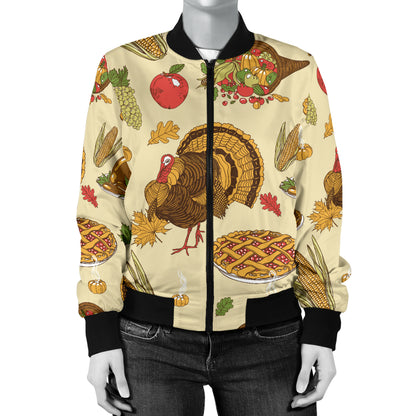 Turkey Pattern Print Design 02 Women's Bomber Jacket