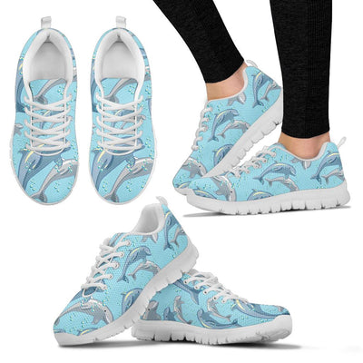 Dolphin Print Pattern Sneakers White Bottom Shoes