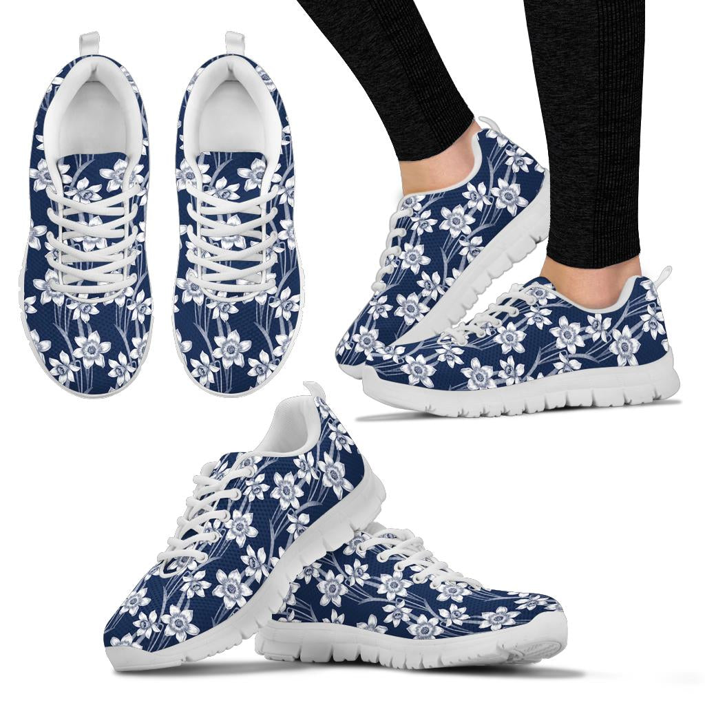Daffodils Pattern Print Design DF09 Sneakers White Bottom Shoes