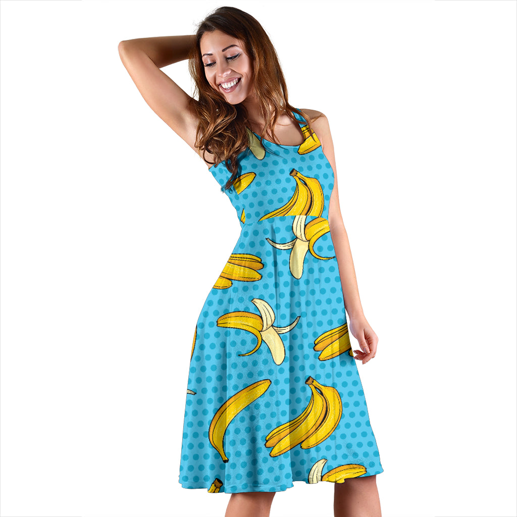 Banana Pattern Print Design BA08 Midi Dress