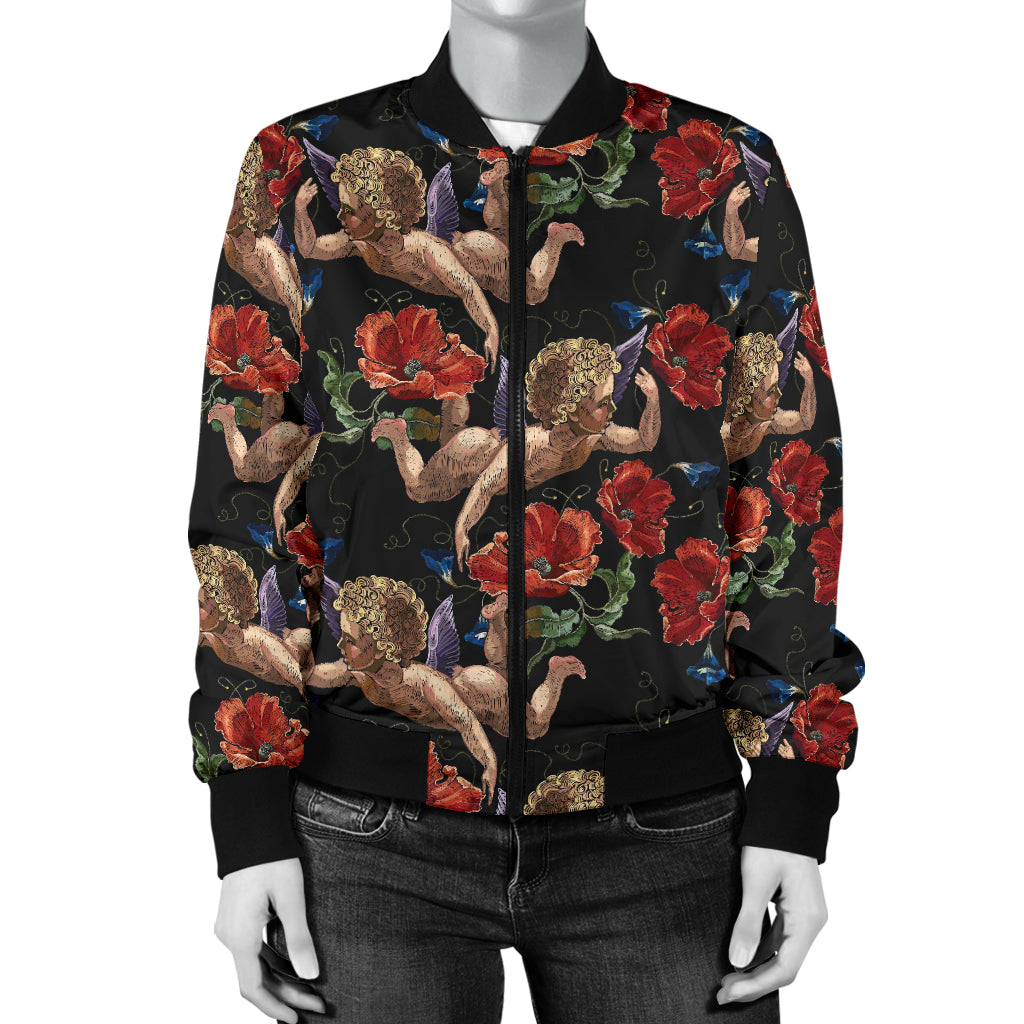 Cupid Pattern Print Design 05 Women's Bomber Jacket