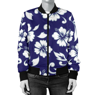 Hibiscus Pattern Print Design HB010 Women Bomber Jacket