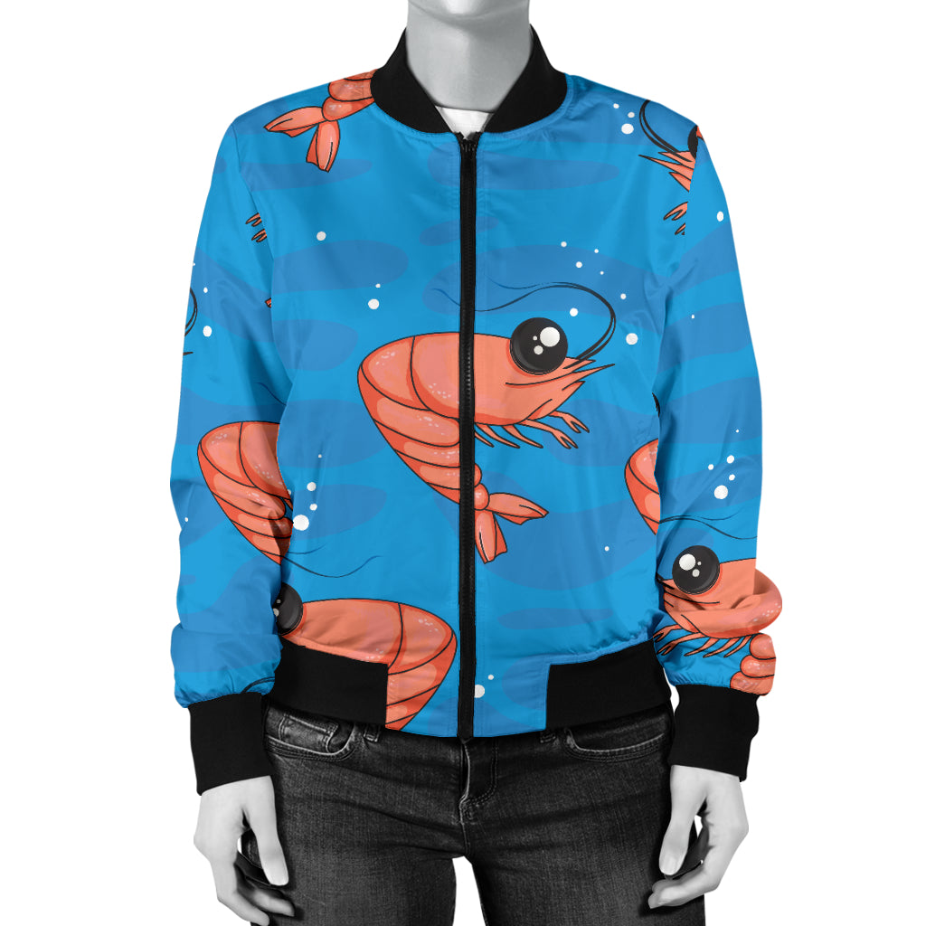 Prawn Cute Pattern Print Design 03 Women's Bomber Jacket