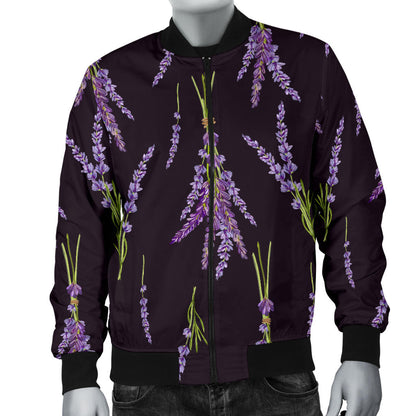 Lavender Pattern Print Design LV05 Men Bomber Jacket