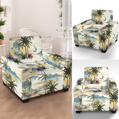 Palm Tree Beach Print Armchair Slipcover