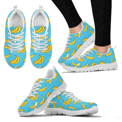 Banana Pattern Print Design BA08 Sneakers White Bottom Shoes