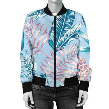 Tropical Flower Pattern Print Design TF01 Women Bomber Jacket