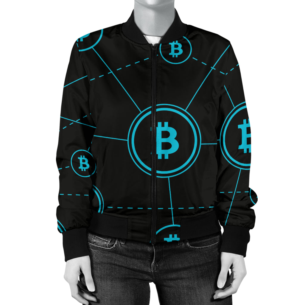 Cryptocurrency Pattern Print Design 01 Women's Bomber Jacket