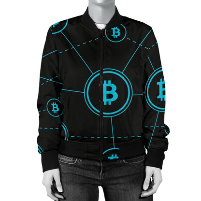 Cryptocurrency Pattern Print Design 01 Women's Bomber Jacket