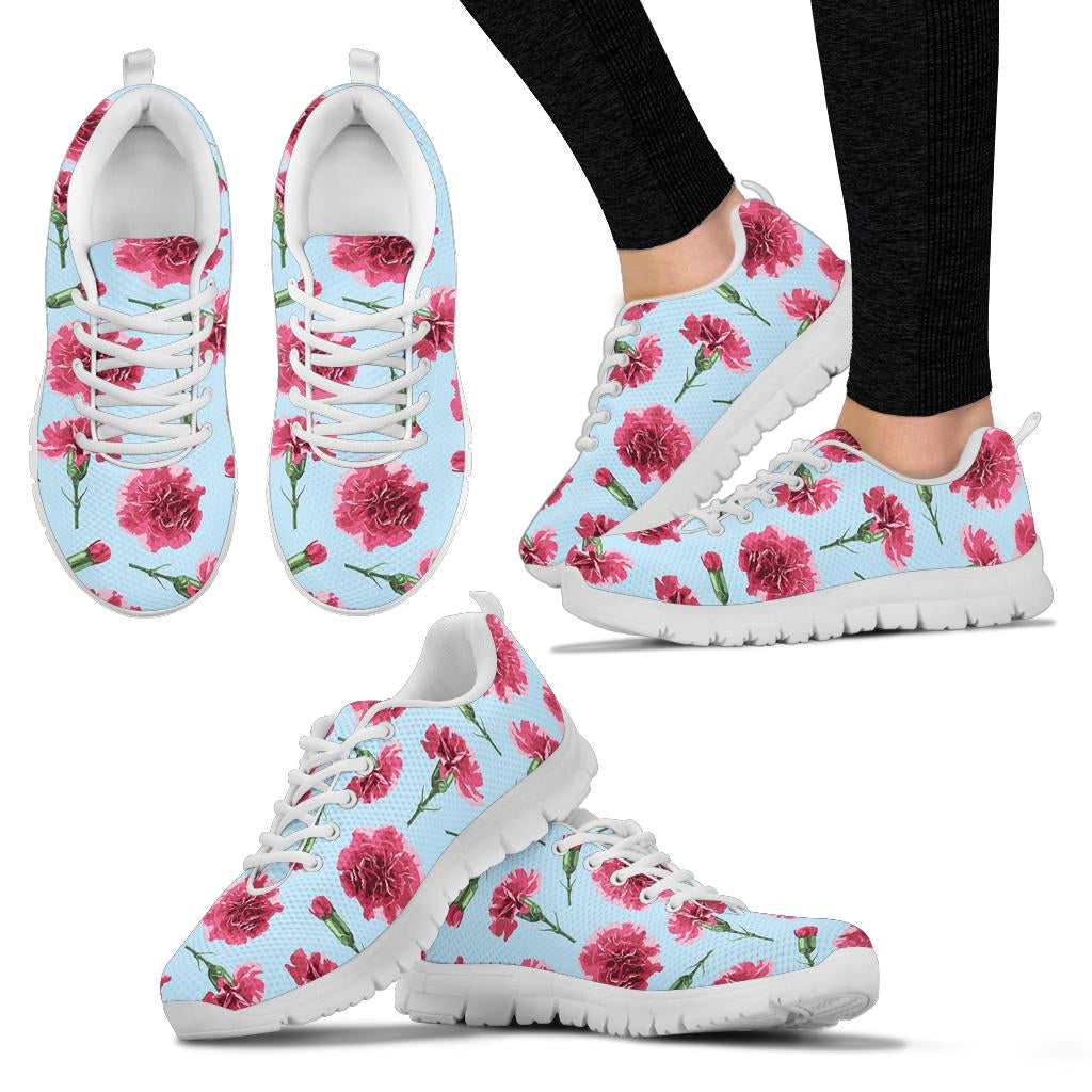 Carnations Pattern Print Design CN01 Sneakers White Bottom Shoes