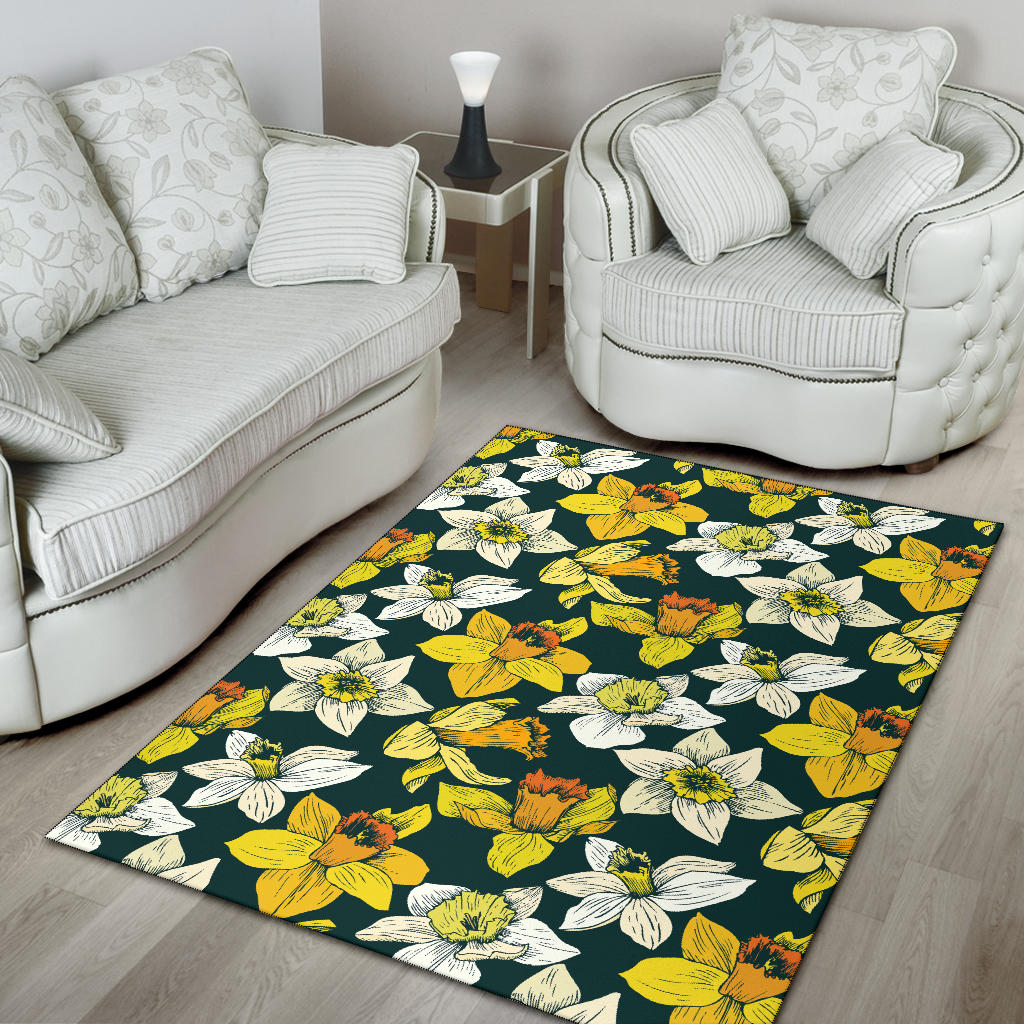Daffodils Pattern Print Design DF02 Area Rugs
