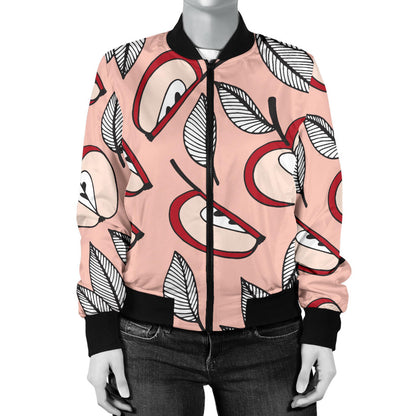 Apple Pattern Print Design AP04 Women Bomber Jacket