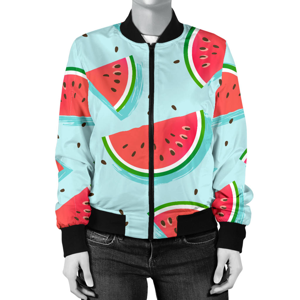 Watermelon Pattern Print Design WM03 Women Bomber Jacket