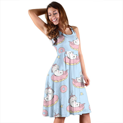 Donut Unicorn Pattern Print Design DN014 Midi Dress