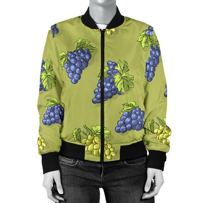 Grape Pattern Print Design GP08 Women Bomber Jacket