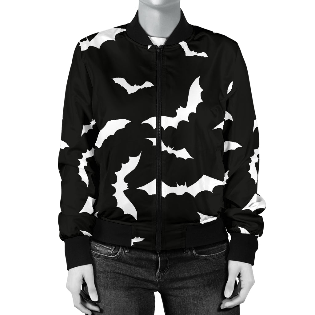 Bat Pattern Print Design 05 Women's Bomber Jacket