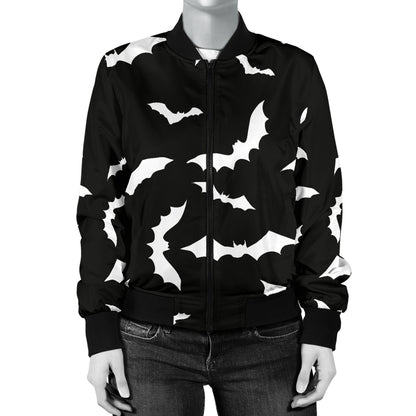 Bat Pattern Print Design 05 Women's Bomber Jacket